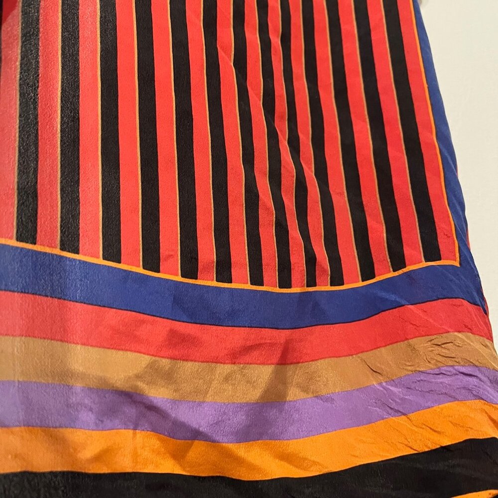 Kenzo-Silk Scarf-21"x 21"-Vintage-Multi Color-Stripes-Casual-Classy-Versatile - Picture 4 of 9